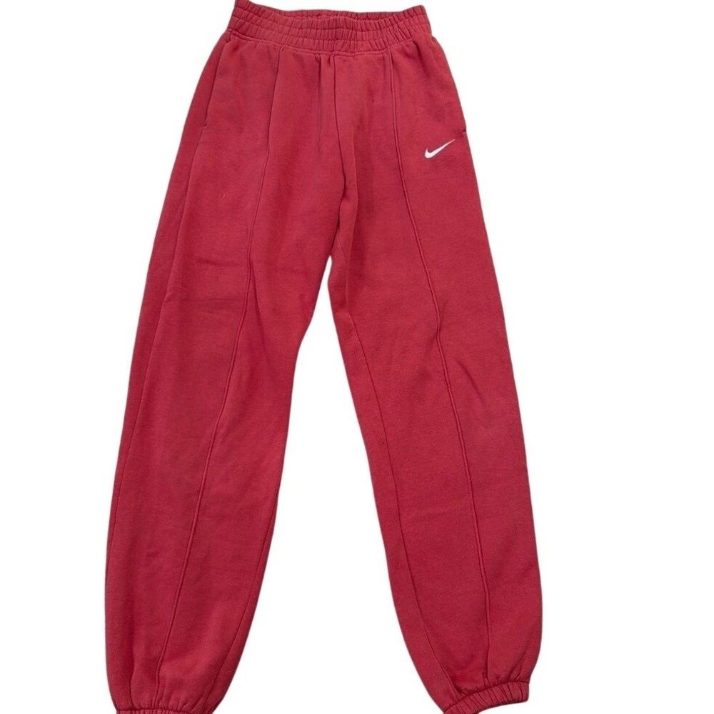 Nike Womens XS Fleece Wide Leg Sweatpants Pink Coral High Rise